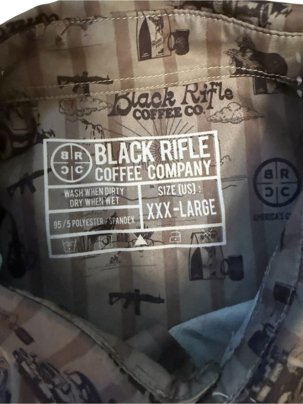 Black Rifle Coffee Company Men's Short-Sleeve Button-Down Shirt Tan, Brown  3X - Picture 3 of 3